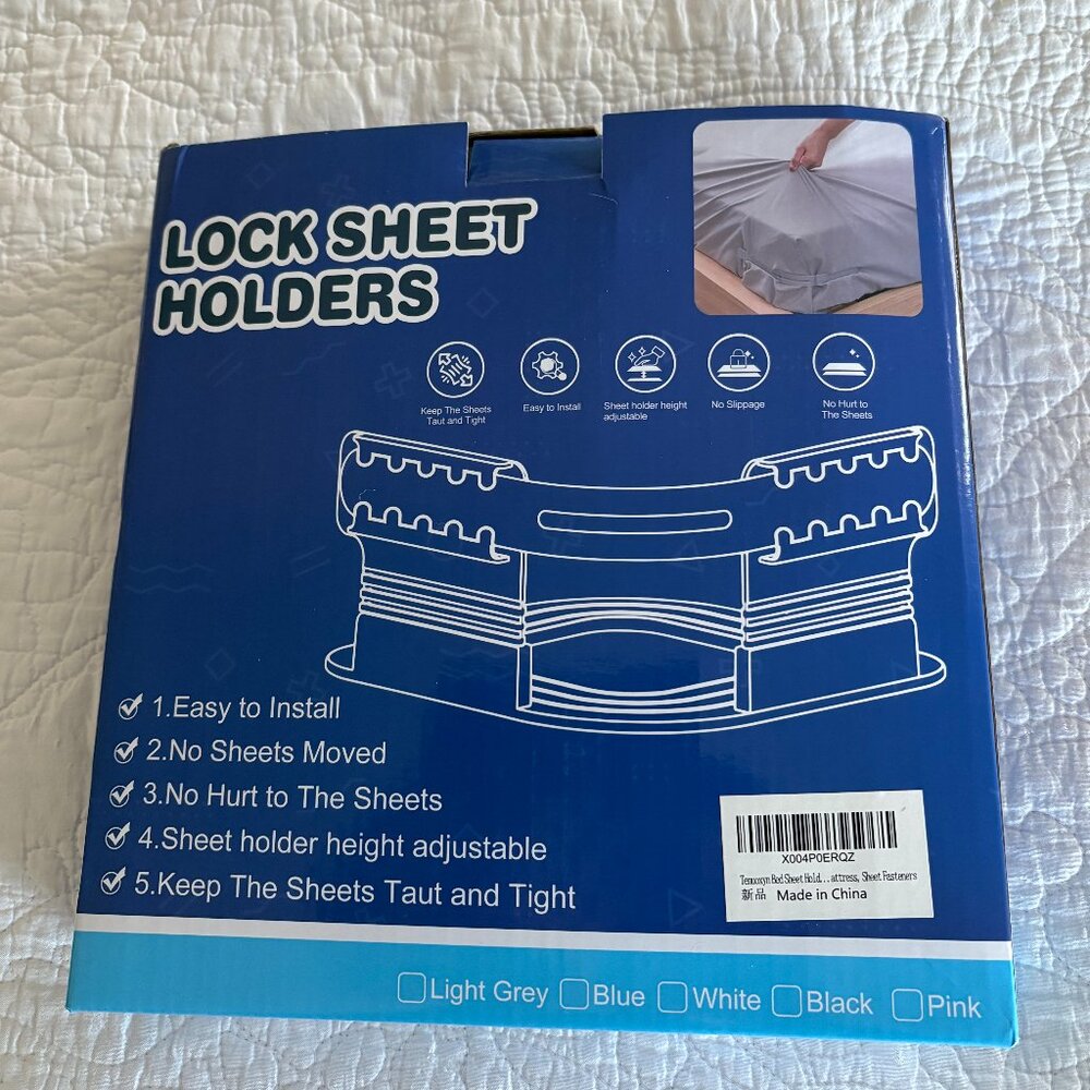 Tenuoxyn Lock Sheet Holders - 4-Pack Heavy Duty Anti-Slip Bed Clips.